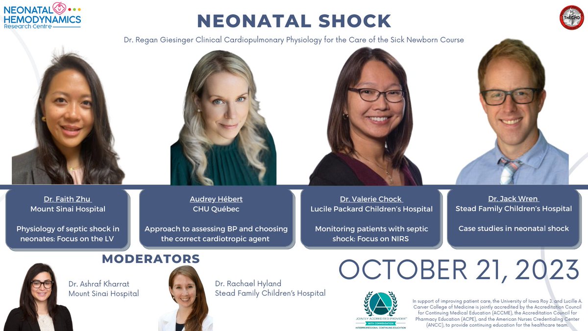 Registration closes Oct 19th @ 17:00ET for the Dr. Regan Giesinger Clinical Cardiopulmonary Physiology Course! Featuring our final session on the physiology and monitoring of neonatal shock & the choice of cardiotropic agents. iowa-cardiopulmonary-physiology.com/registration-p… #neoTwitter #neohemodynamics