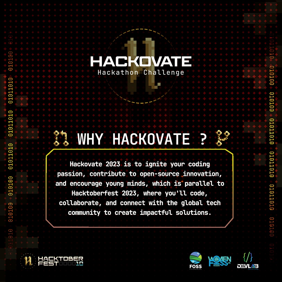 fossnsbm's tweet photo. Turning Autumn into a Coding Wonderland 🍂💻

At Hackovate 2023, organized by the FOSS Community of NSBM, we believe that coding isn't just about lines of code but about creating solutions that make a difference. 

📅 Date : 23rd October 2023
⏰ Time : 9am onwards https://t.co/yaDP8aH0tq