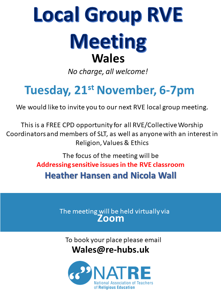 NATREupdate's tweet photo. Exciting news! RVE Teachers in Wales. There is a fantastic free Local Group online meeting happening!! 

Are you in need of networking, improving your skills and addressing sensitive issues in the RVE classroom? Then, take advantage of this opportunity! Email: wales@re-hubs.uk https://t.co/84Y8Ozqt0d