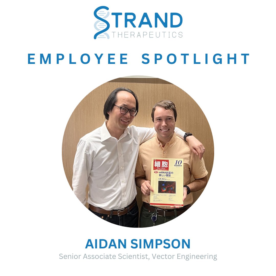 StrandTx's tweet photo. Today's #EmployeeSpotlight is Senior Associate Scientist of Vector Engineering, Aidan Simpson! His first publication, "Unlocking the potential of mRNA therapeutics with genetic circuits", was released this month. Congrats Aidan! #BioTechNews #BioTech #mRNAResearch #mRNA https://t.co/iuEMjgiz08