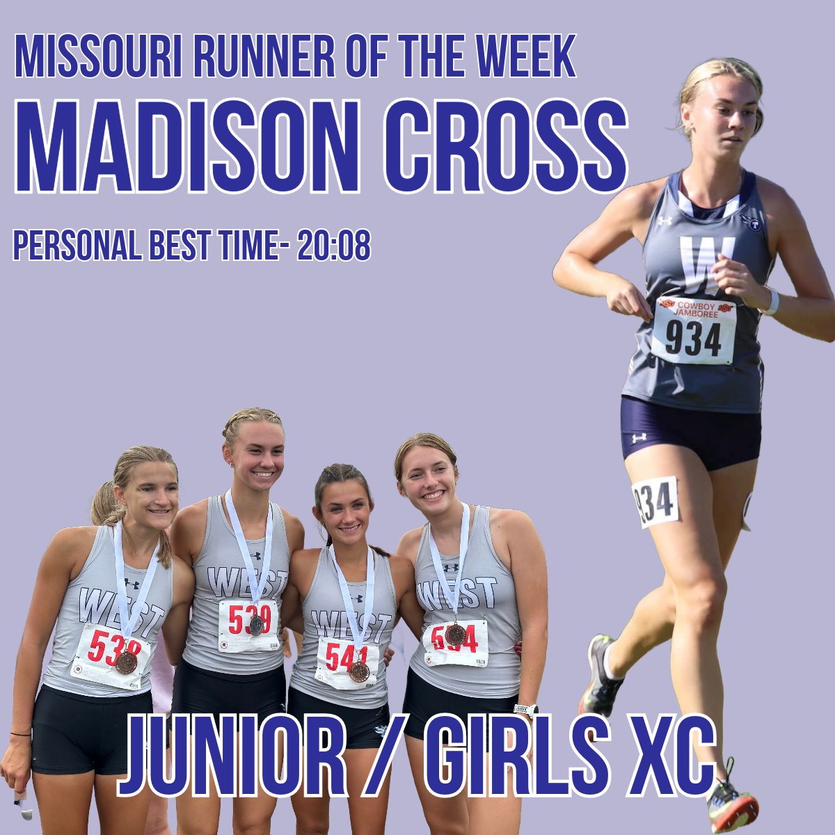 Junior Madison Cross was named Missouri Runner of the Week! Way to go Madison <a href="/LSWTitansXC/">LSW Titans XC</a>