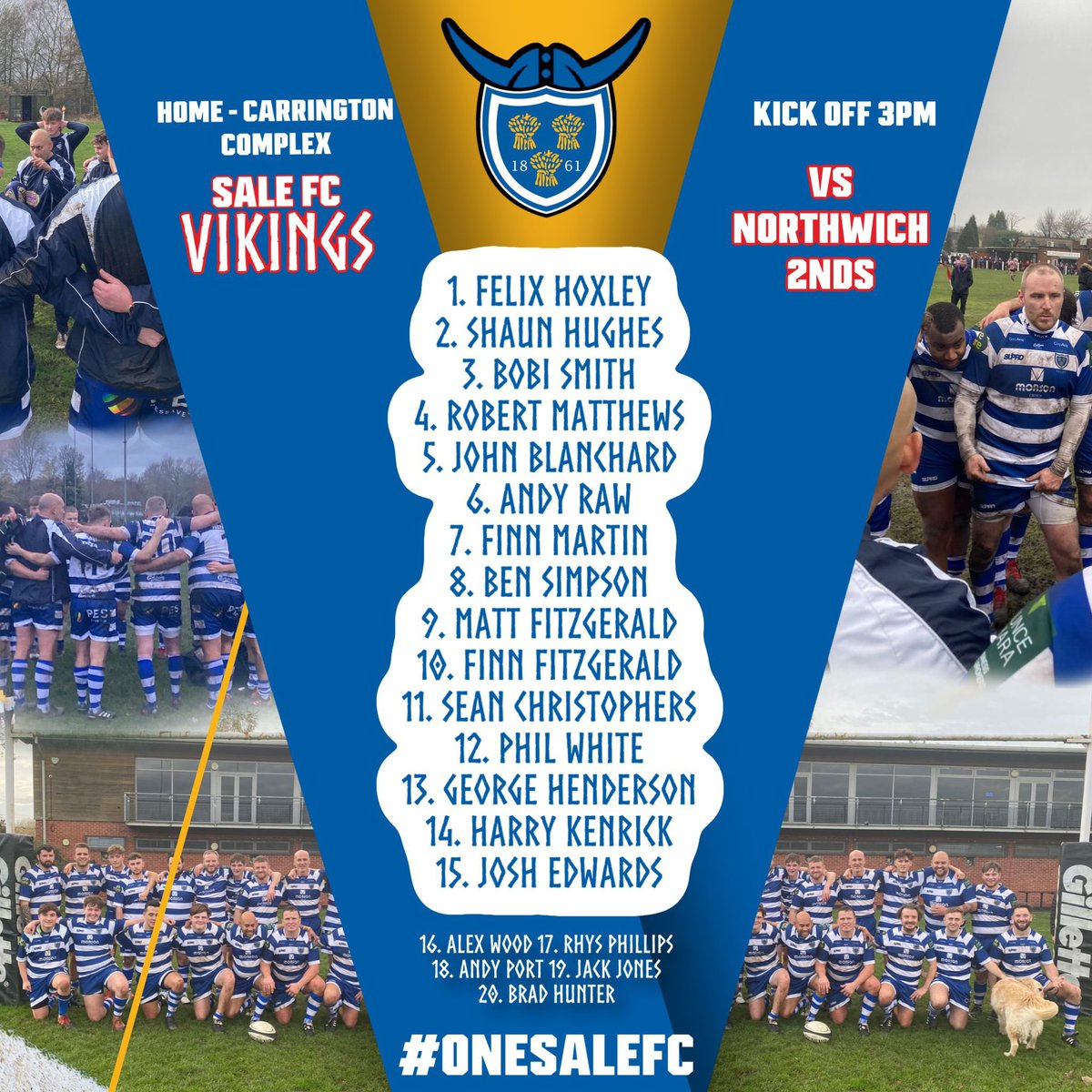 Squad is out for our league game vs <a href="/NorthwichRUFC/">Northwich Rugby Club</a> 2nds tomorrow.

Fantastic to see so may ex-colts in the squad, with a great mixture of youth and experience.

#onesalefc