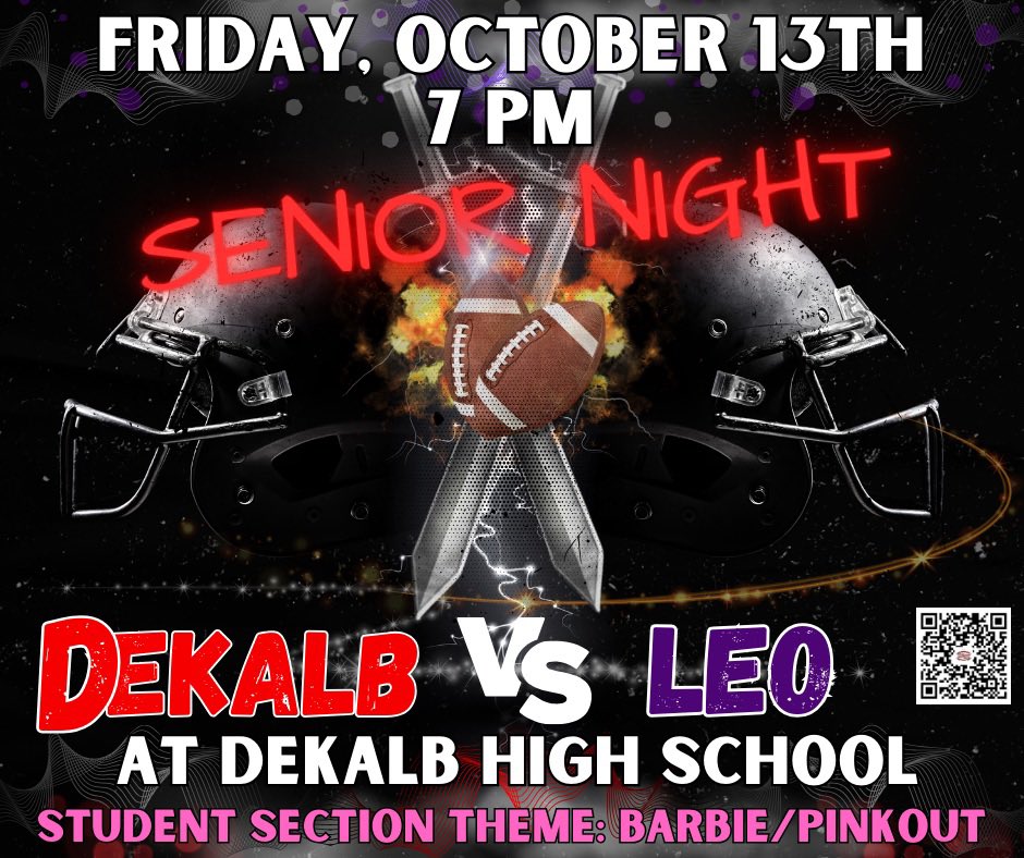 🔴It’s Game Day!!!!⚫️
Let’s Go Barons! 
Beat the Lions! 

🆚 Leo
📍 Waterloo, IN
🕜 7 PM
📺 shorturl.at/cuU04

#WeAreDeKalb #fridaynightlights #baronfootball #GoBarons #WinTheDay #BaronNation #SeniorNight