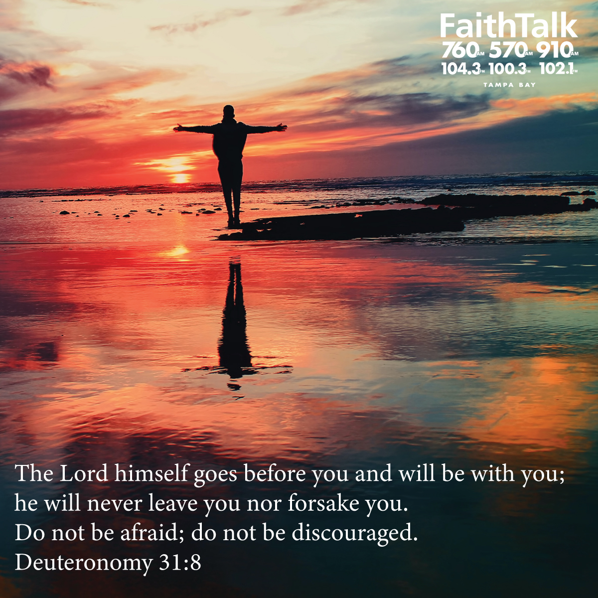 FaithTalkTampa's tweet image. "The Lord himself goes before you and will be with you; he will never leave nor forsake you. Do not be afraid; do not be discouraged." Deuteronomy 31:8
#FaithTalk #BibleVerseoftheDay #VerseoftheDay #Deuteronomy