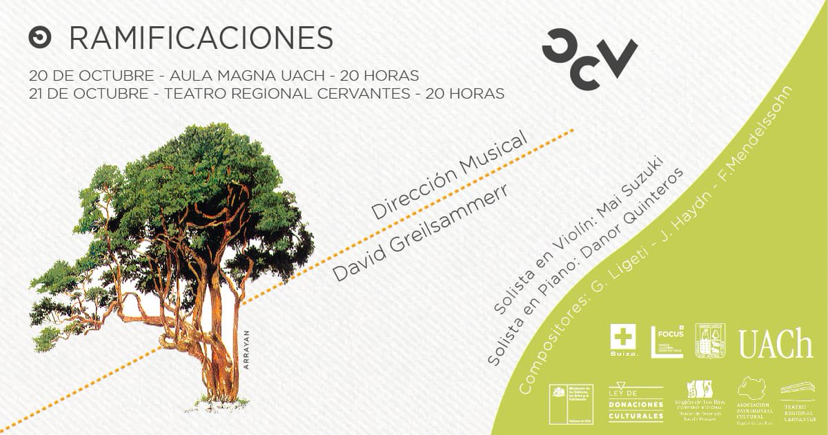 ¡La OCV no se detiene! Nuevo Concierto "Ramificaciones"

Entradas disponibles: 

20 de octubre Aula Magna UACh tinyurl.com/3zm59t9e

21 de octubre Teatro Regional Cervantes: tinyurl.com/5n7kp2sv

#ValdiviaCl