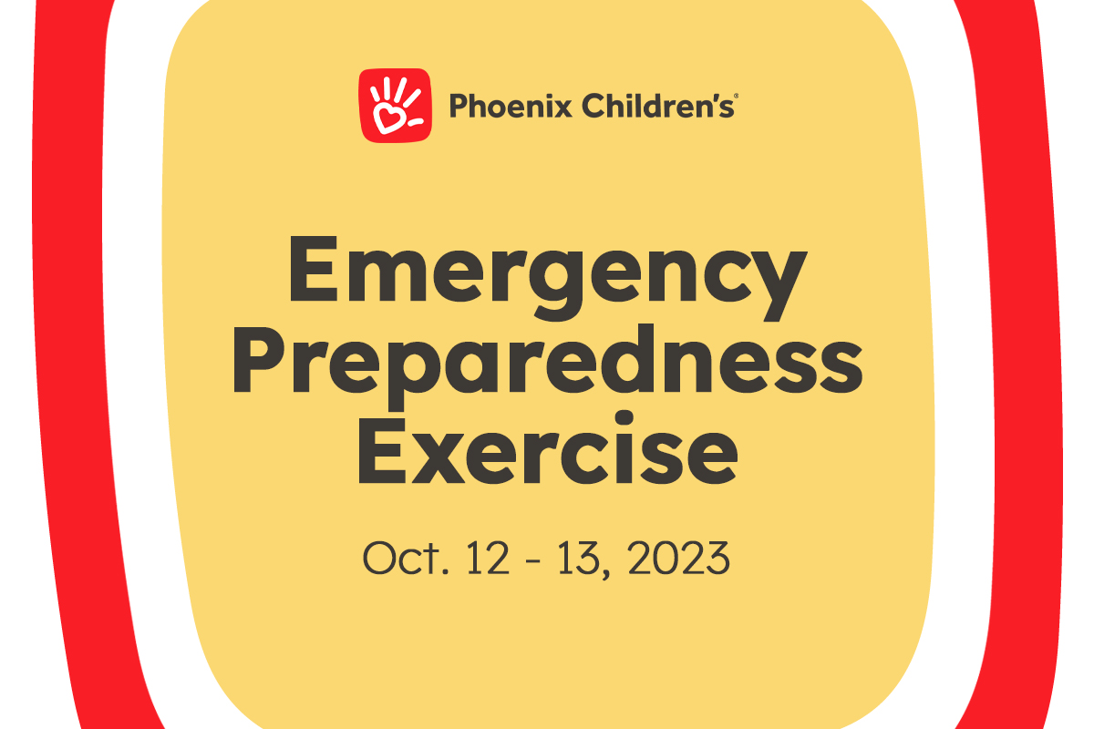 PhxChildrens's tweet photo. This is #onlyadrill. Today is the last day of Phoenix Children’s annual emergency preparedness exercise with @PHXFire and other community partners. https://t.co/EiXuEWzlBI