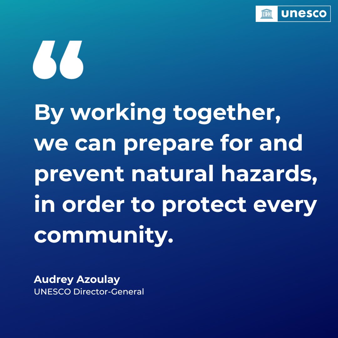 While natural hazards are inevitable, they need not be a disaster.

Prevention and preparedness can strengthen resilience & save lives.

Here’s how we #BreakTheCycle for a safer future for all.

on.unesco.org/IDRRDay #DRRDay