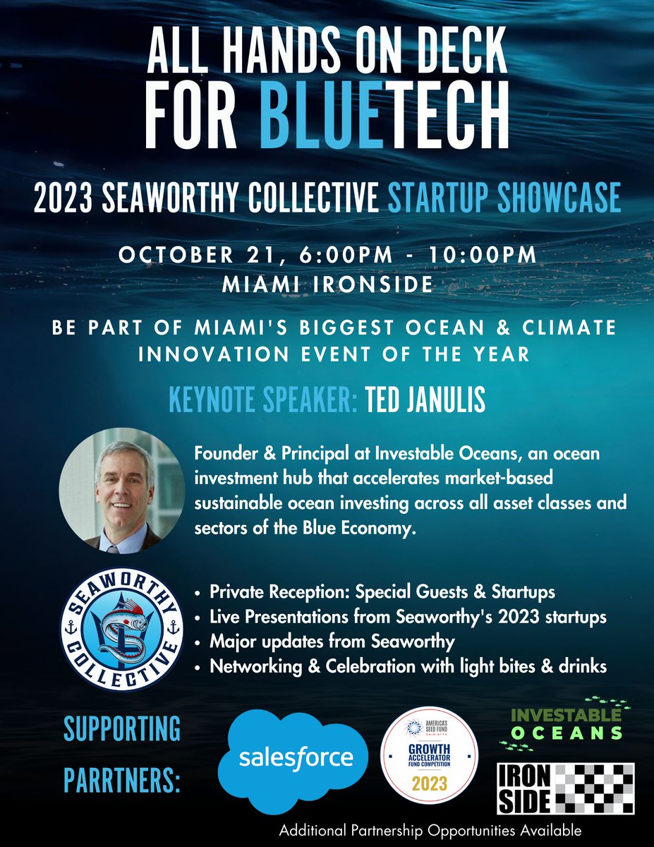 Last day for early bird tickets for Seaworthy's startup showcase! Get yours before prices go up tomorrow! Join us in the evening of October 21st at Miami Ironside. Learn more and get your tickets below before early bird prices end! 

buff.ly/48TIsxi