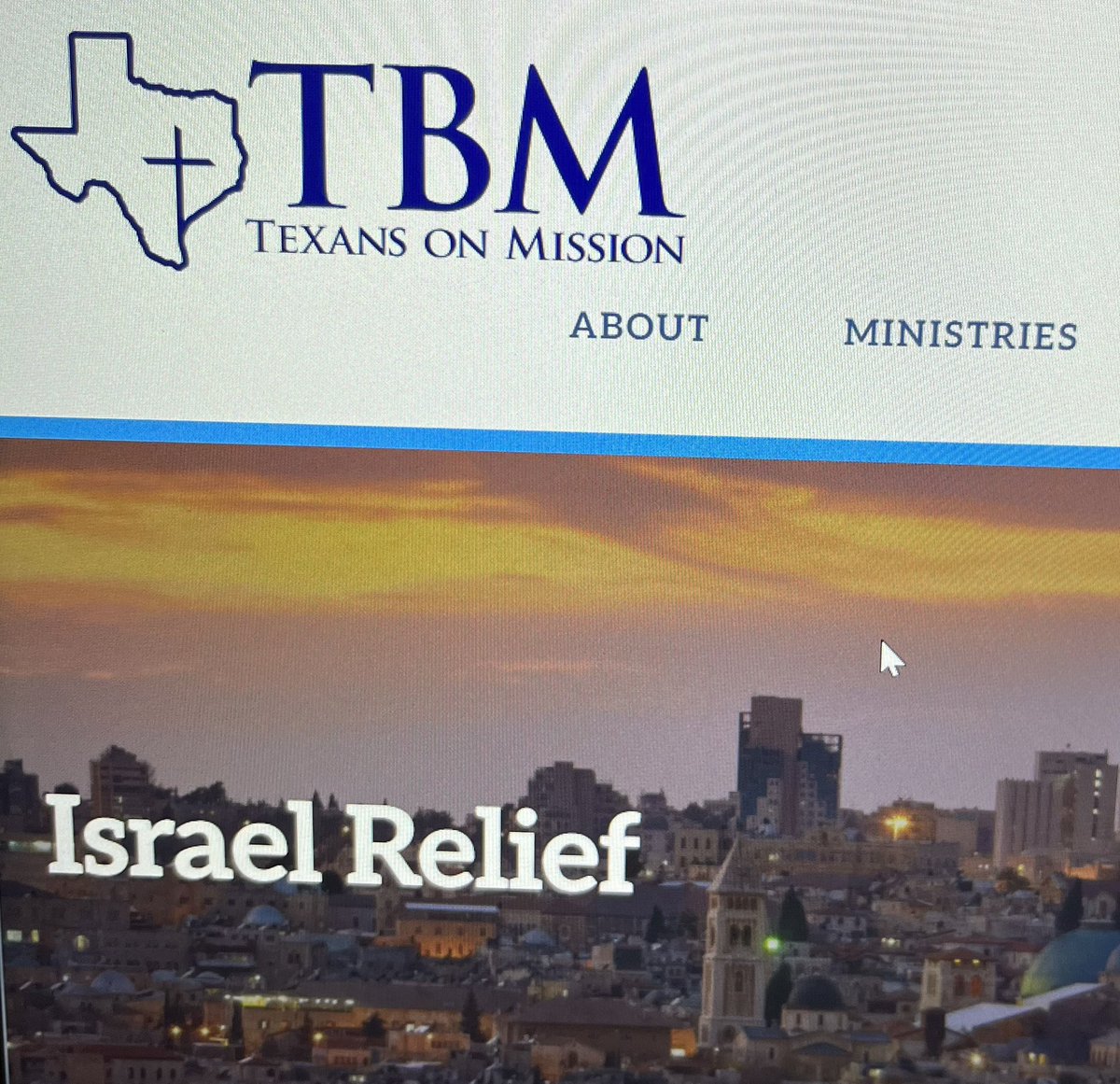 Help <a href="/TexasBaptists/">Texas Baptists</a>  help Israel. Our <a href="/TexasBaptistMen/">Bobbie Holliday</a>  teams are already working with the Israeli government providing meals and comforting in the communities ravaged by these attacks. Here is how to support this TBM ministry in Israel. 
Donate at: tbmtx.org/Israel-relief.