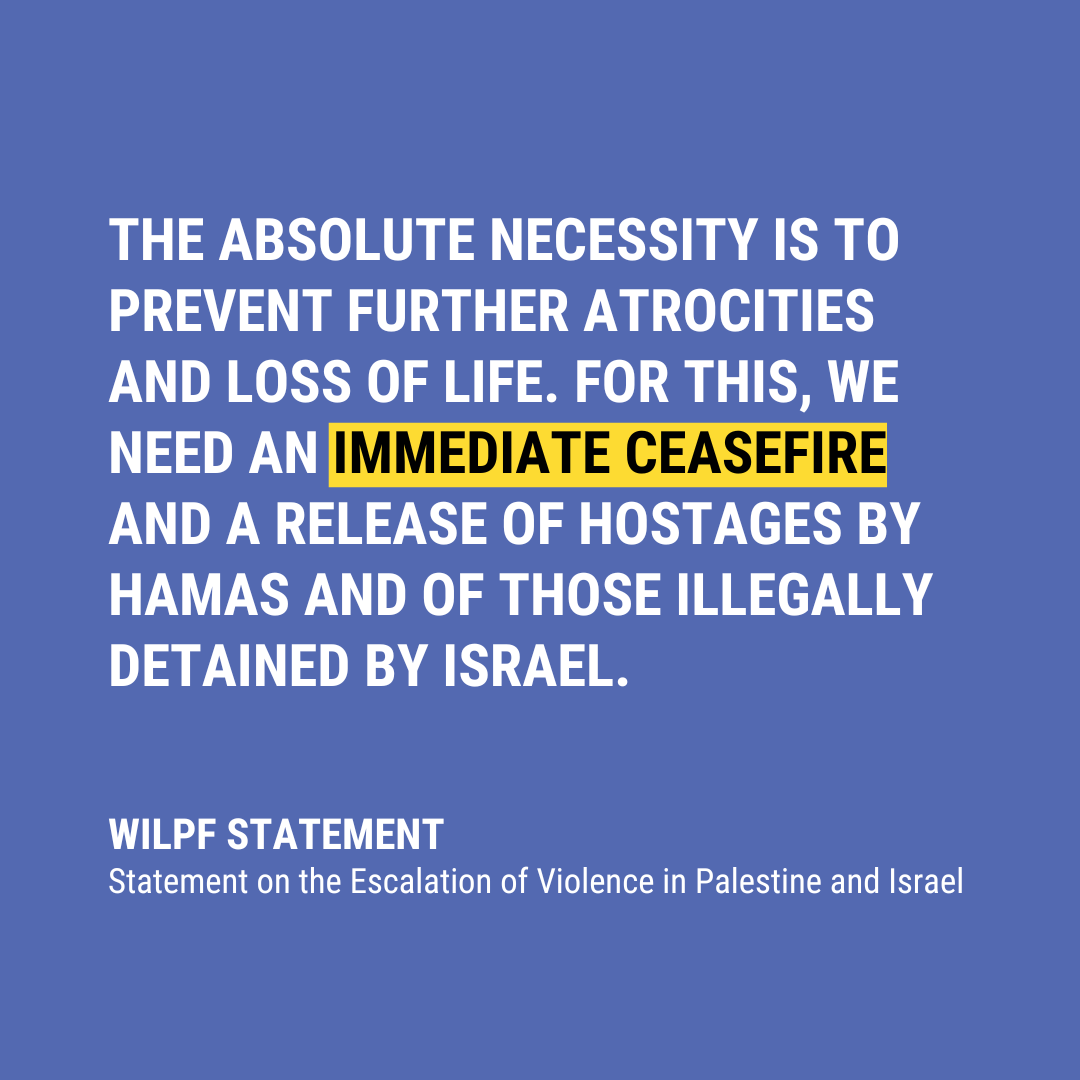 “Durable & fair #peace will only be achieved by eliminating the root causes of violence & oppression ... We must act now.” Read our Statement on the escalation of violence in #Palestine & #Israel and #TakeActionForPeace ➡️rb.gy/4tijw #Gaza #WILPFStandsWithPalestine