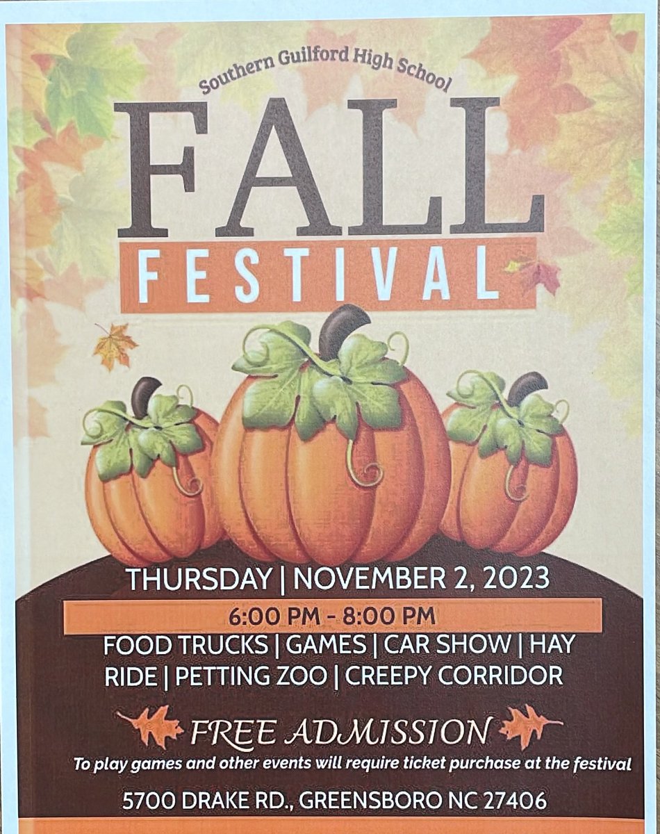 Join us for food, fun, and games! Hosted by @SGHSStorm #FallFestival #SouthernCommunity