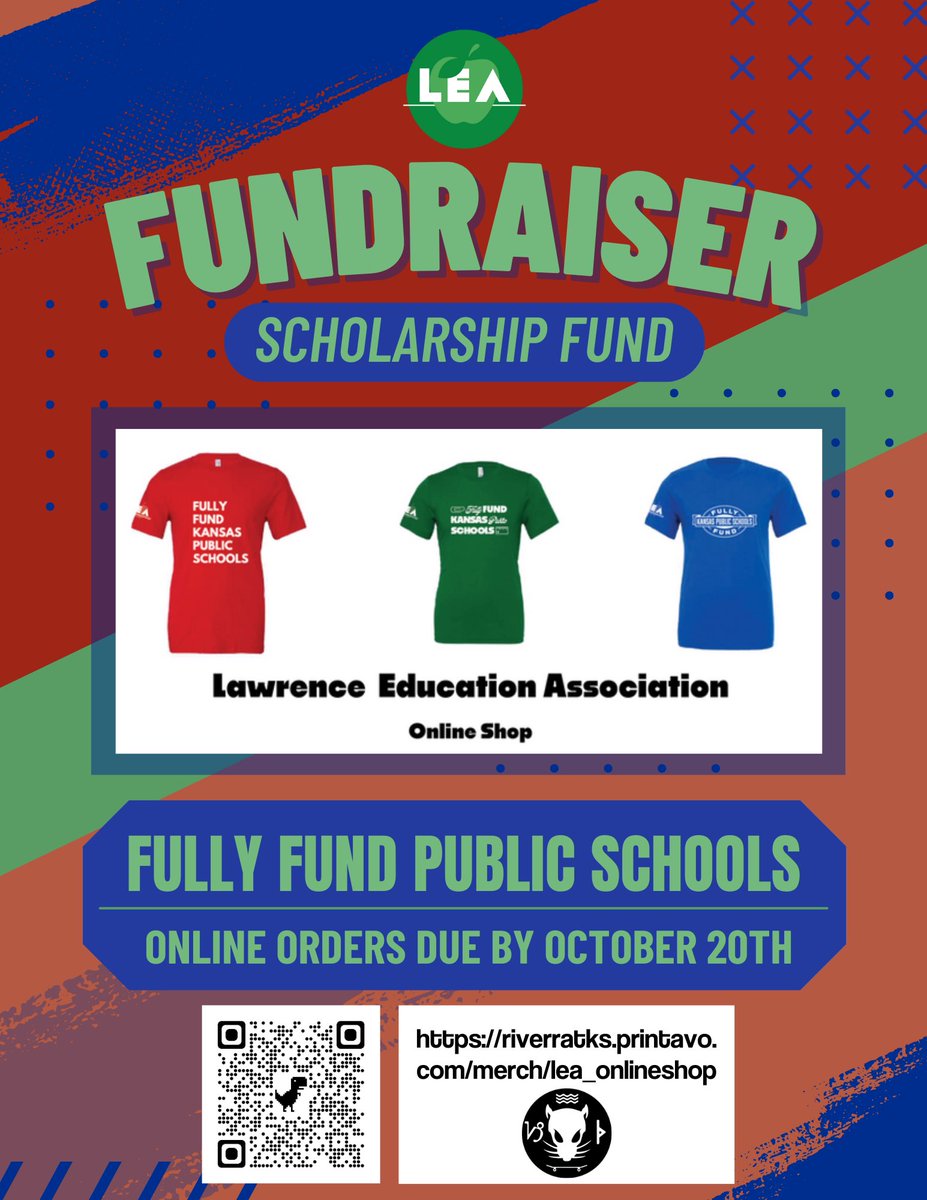 Advocate for great public schools AND help support our LEA Scholarship Fund for classified staff and high school students going to college for education! The shop will close October 20th, at which the orders will go to production . Please share! riverratks.printavo.com/merch/lea_onli…