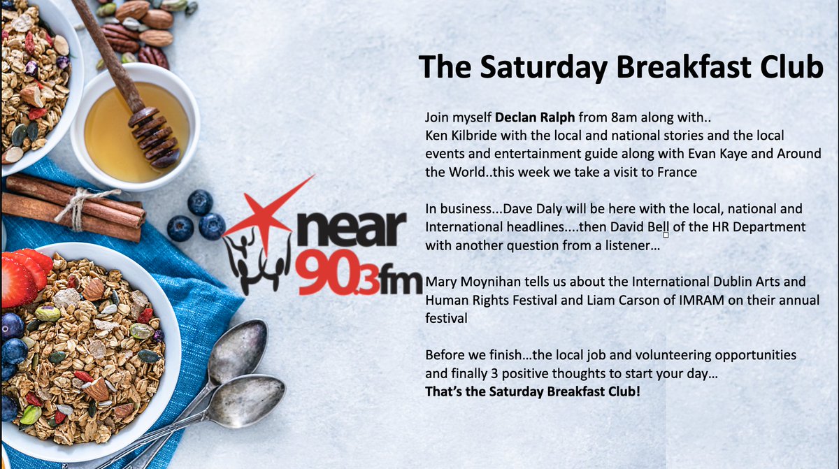 Declan Ralph (@declanralph) on Twitter photo Join me at 8 for The Saturday Breakfast Club on <a href="/nearfm/">Near FM</a> ...With me this week Evan Kaye <a href="/kenkilb7/">Ken Kilbride</a> <a href="/DaveDalyFM/">David Daly</a> and <a href="/theHRdepartment/">David Bell</a> I also have 2 great conversations with Liam Carson of <a href="/Feile_IMRAM/">IMRAM</a> and <a href="/Mary__Moynihan/">Mary Moynihan</a> from <a href="/Smashing_Times/">Smashing Times</a> #SeeYouSoonOnTheRadio Join me at 8 for The Saturday Breakfast Club on <a href="/nearfm/">Near FM</a> ...With me this week Evan Kaye <a href="/kenkilb7/">Ken Kilbride</a> <a href="/DaveDalyFM/">David Daly</a> and <a href="/theHRdepartment/">David Bell</a> I also have 2 great conversations with Liam Carson of <a href="/Feile_IMRAM/">IMRAM</a> and <a href="/Mary__Moynihan/">Mary Moynihan</a> from <a href="/Smashing_Times/">Smashing Times</a> #SeeYouSoonOnTheRadio
