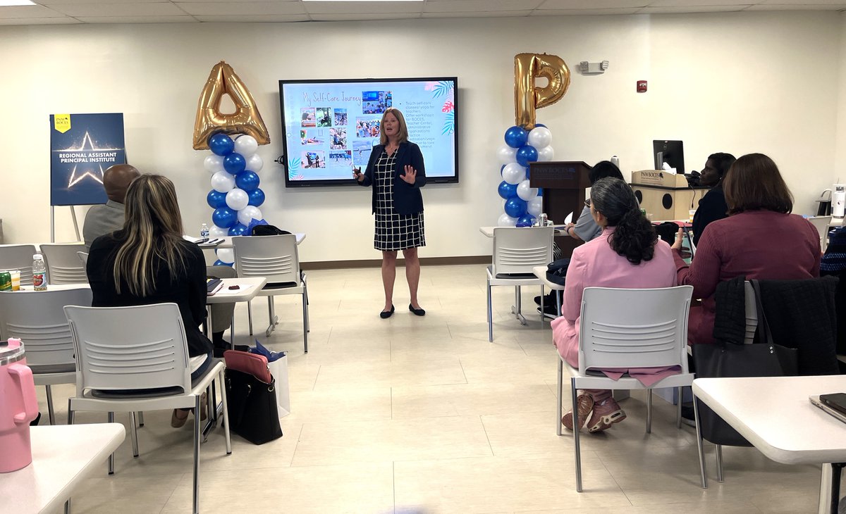 pnwboces's tweet photo. Dr. Gail Duffy @gaileduffy @IrvingtonUFSD ended today's Regional AP Institute with mindful leadership practices, including positive affirmations, journaling, and chair yoga exercises. #CELGrowsLeaders #APInstitute23 https://t.co/LFpcfmYegn