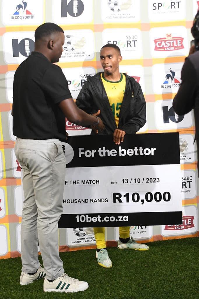 10bet_ZA's tweet photo. The Boys will come back even stronger ๐ช
๐Njabulo Blom is our #10betBafana Player of the match.
Well played ๐
#ForTheBettor #ComeShowYourLove https://t.co/aqPPOkZURi