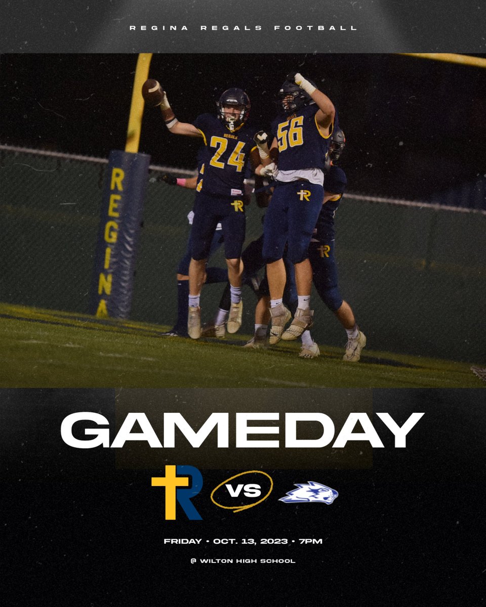 The Regals have a chance at a share of the district title. GO REAGLS! 
🏈 GAMEDAY 
🆚 Wilton 
📍 Wilton 
⏰ 7:00 pm
🎟️ $6 cash 
📺 nfhsnetwork.com/events/wilton-…
📻 thebeavercast.com/?fbclid=IwAR3K…