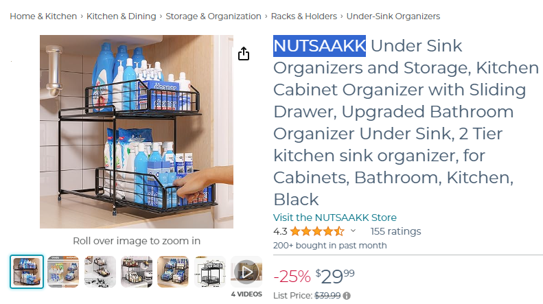 NUTSAAKK Under Sink Organizers and Storage, Kitchen Cabinet Organizer with  Sliding Drawer, Upgraded Bathroom Organizer Under Sink, 2 Tier Kitchen Sink
