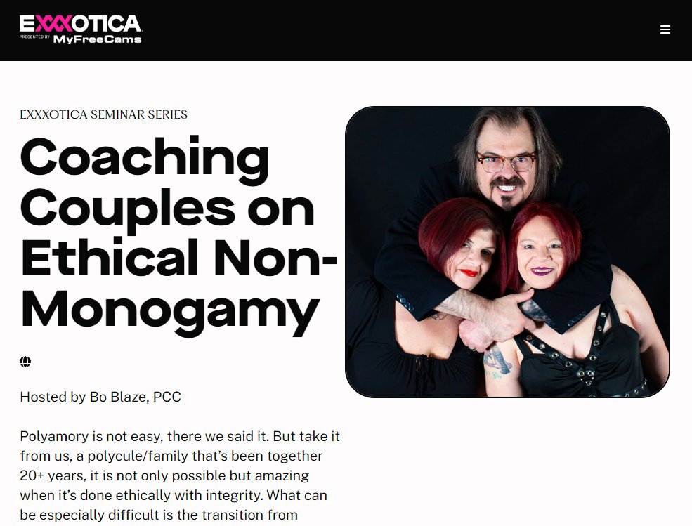 Our Friday Night Seminar <a href="/exxxotica/">EXXXOTICA Expo</a> NJ - Nov 3rd 10:20pm - Ladies are FREE on Friday Night!

Coaching Couples on Ethical Non-Monogamy
exxxoticaexpo.com/seminars/coach…

Teaching with the "girls" this year! Going to be a blast. We are in booth 212 if you want to come say hi to us