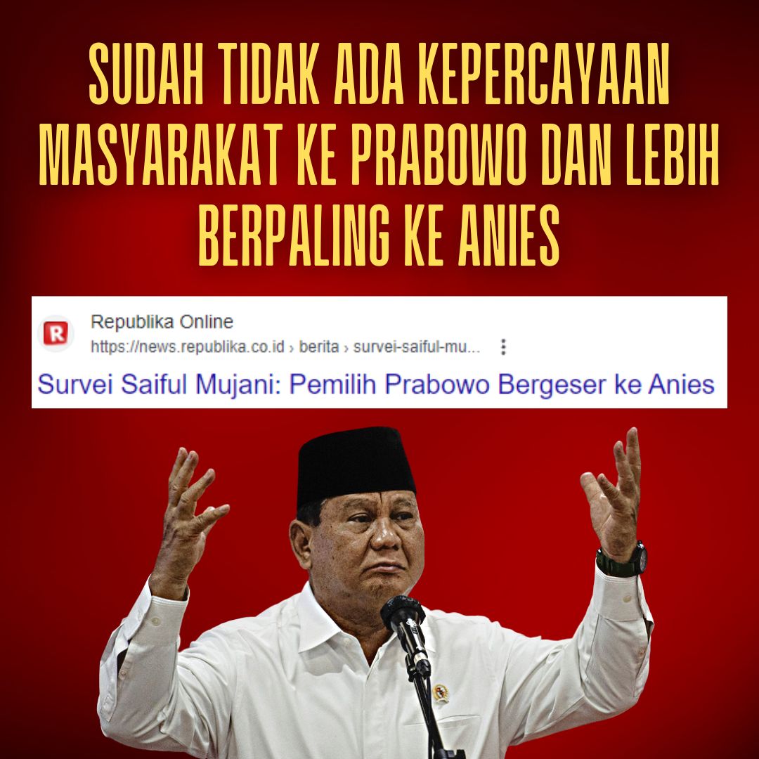 susilo2181's tweet photo. ANIES BASWEDAN LEBIH BAIK DARI PRABOWO SUBIANTO
Masyarakat lebih Pilih Anies karena mantan Kepala Daerah sedangkan Prabowo Mantan pecatan dan pelangar HAM https://t.co/NLYleVUY7l