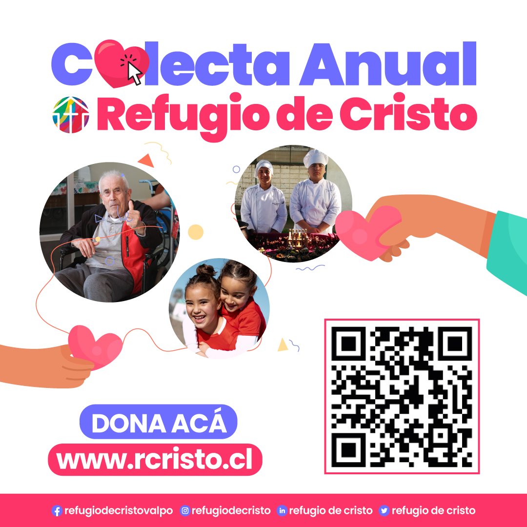 AYÚDANOS EN LA COLECTA ANUAL 
3 OPCIONES EN 1 CLICK
ESCANEA EL QR
INGRESA A NUESTRA WEB
dona.rcristo.cl
Fundación Refugio de Cristo
Banco de Chile
Cta Cte: 101-27460-02
Rut: 70.015.560-9
recaudacion@rcristo.cl
<a href="/leonardofarkas/">leonardofarkas</a> por nuestros niños y adultos mayores