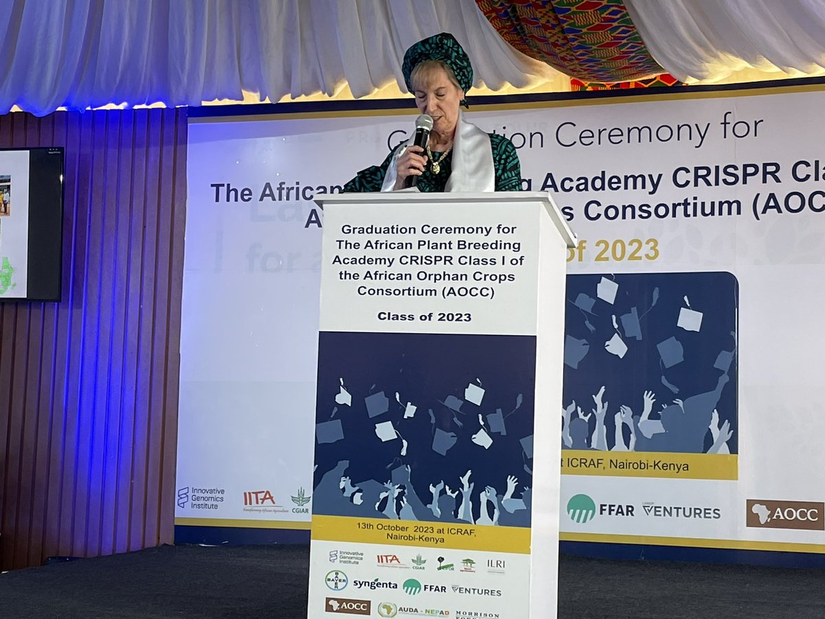 Today we celebrated the graduation of African Breeders Academy CRISPR class1. Ten student from 6 countries graduated. We were honored to get blessings from Nobel laureate Prof Jennifer Doudna and Dr. Howard-Yana Shapiro. #iita_cgiar #crispr