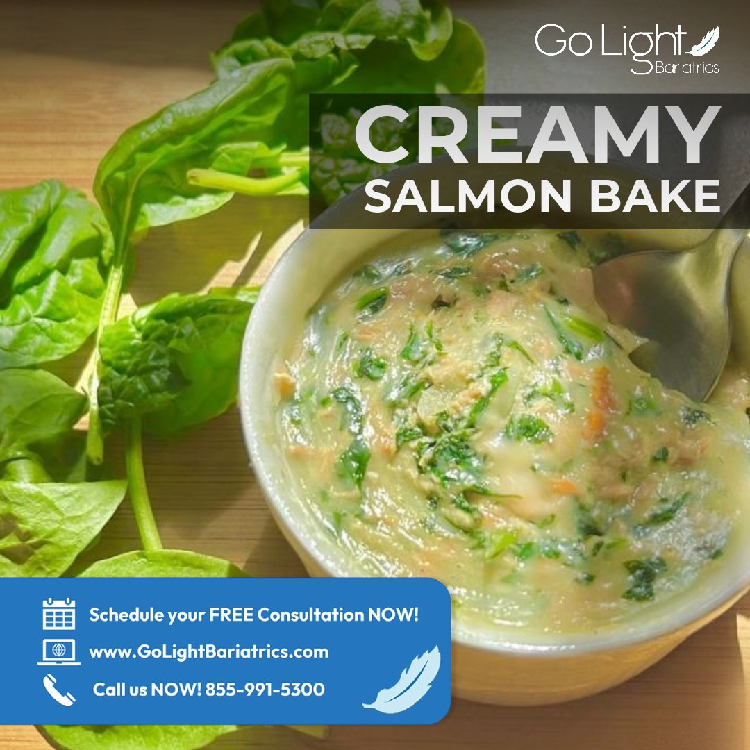 GLBariatrics's tweet photo. Enjoy the juicy and flavorful goodness of the Creamy Salmon Bake! Excellent option during the pureed post-op diet stage (17 to 30 days post-op).

Visit https://t.co/XmJOgGqw9M

#DietRecipe #PureeRecipe #PostOpDiet #Salmon #WeightLossJourney #GoLightBariatrics https://t.co/oGhhVxW9hH