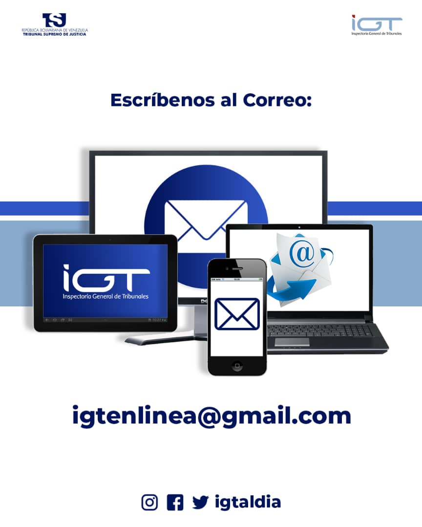 IGTaldia's tweet photo. #IGTAlDia⚖️ | La Inspectoría General de Tribunales dispone del correo electrónico igtenlinea@gmail.com donde puedes realizar tu denuncia.

Contáctanos ⬇️ https://t.co/b606PdhJwe