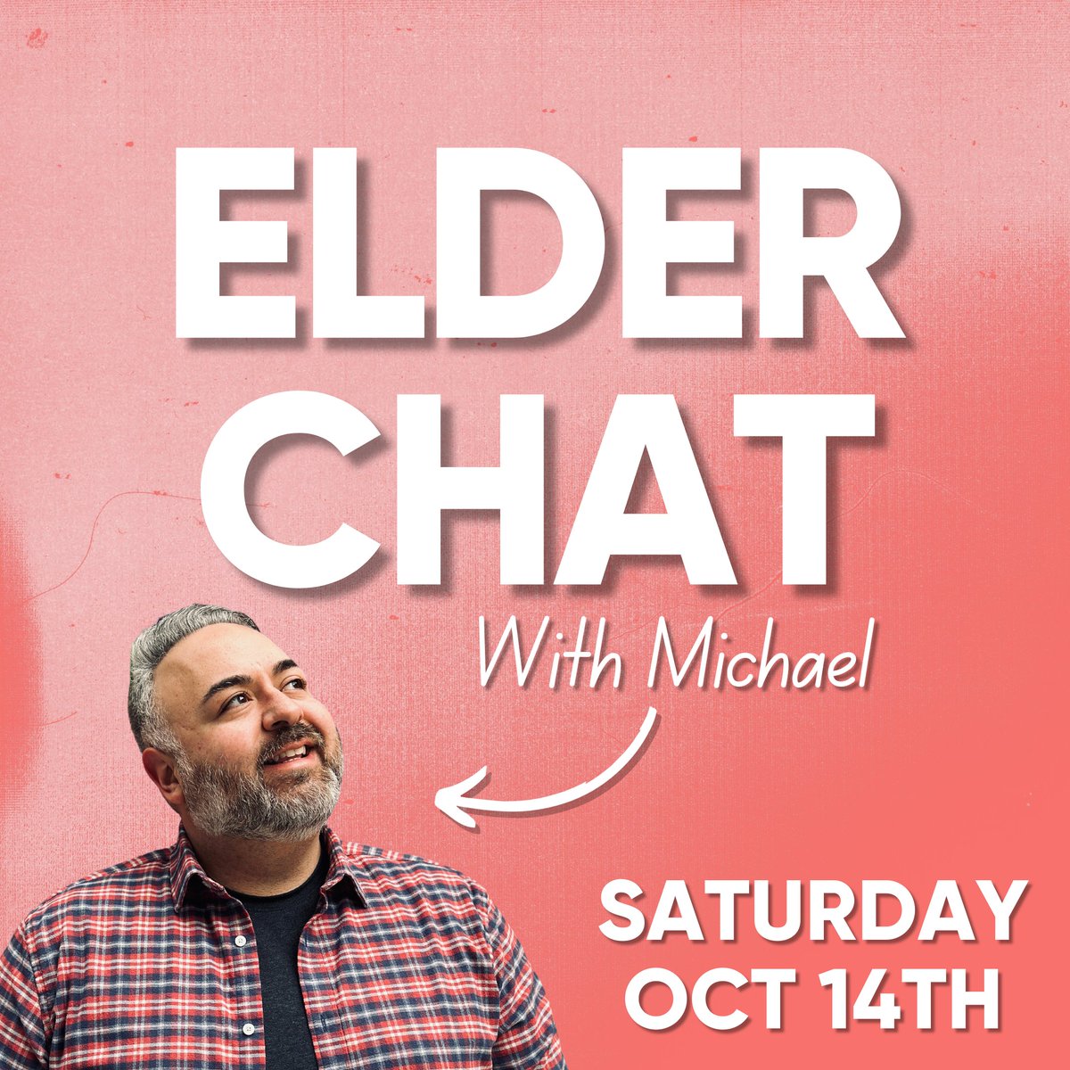 This Saturday at 6pm!

Elder Chats are a space for LGBTQ+ people 50 years or older to find community and support among peers🏳️‍🌈