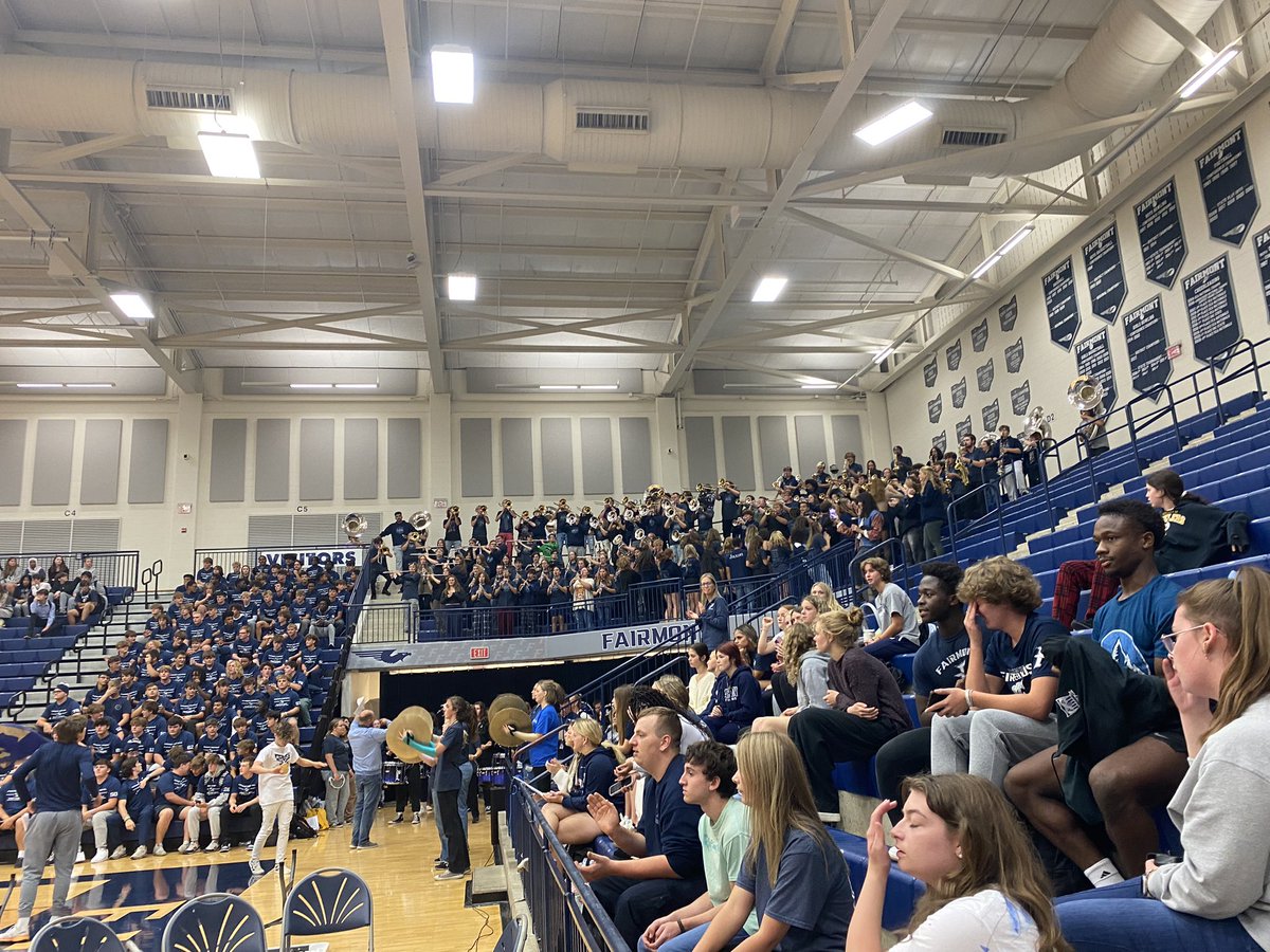 Mrs_Stickel's tweet photo. What a fun pep rally, @birdisthaword13 and @KFHSFirebirds! Congrats to #Advisory121 on winning the advisory collections. Now let’s go Beat Centerville in #SpiritChain and @FBFairmont! https://t.co/nYJvroubQz