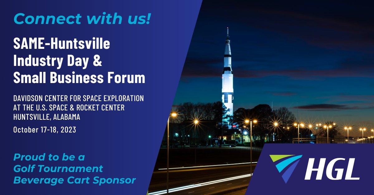HydroGeoLogic's tweet photo. Connect with Us! We are attending the SAME-Huntsville Industry Day &amp; Small Business Forum at the Davidson Center for Space Exploration at the U.S. Space &amp; Rocket Center in Huntsville, Alabama, from October 17-18, 2023. We are proud to be a Golf Tournament Beverage Cart Sponsor! https://t.co/qM2zDdEyWr