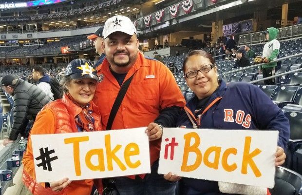 buzzmagazines's tweet photo. The Astros are heading into their 7th straight ALCS! Game 1 vs. Rangers is Sunday, 7:15 p.m., at Minute Maid. In honor of the postseason, we're taking a look back at this 2019 story featuring an Astros superfan aka @astros_signlady. Go 'Stros! #Ready2Reign https://t.co/dZ7xTml95d https://t.co/kJz13ENKoV