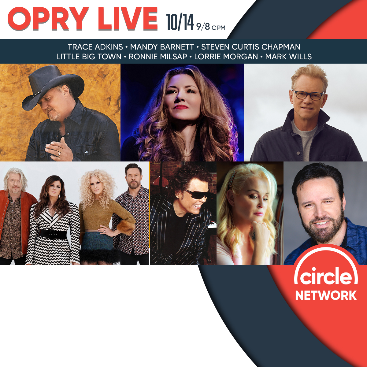 TraceAdkins's tweet photo. Tomorrow night! Join Trace plus Lorrie Morgan, Little Big Town, Mark Wills, Ronnie Milsap, and more for a special @opry Live at 9/8c pm. Download the new Circle Now app to stream. #OpryLive #CircleAllAccess https://t.co/4DQbNXu6mK