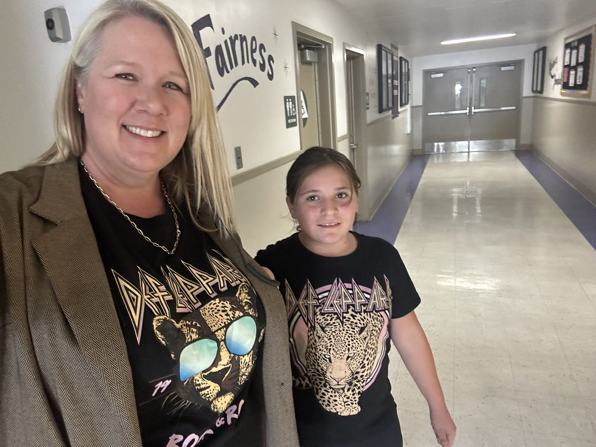 When it’s spirit day and you twin with a student wearing an 80’s band t-shirt today! #spiritweek