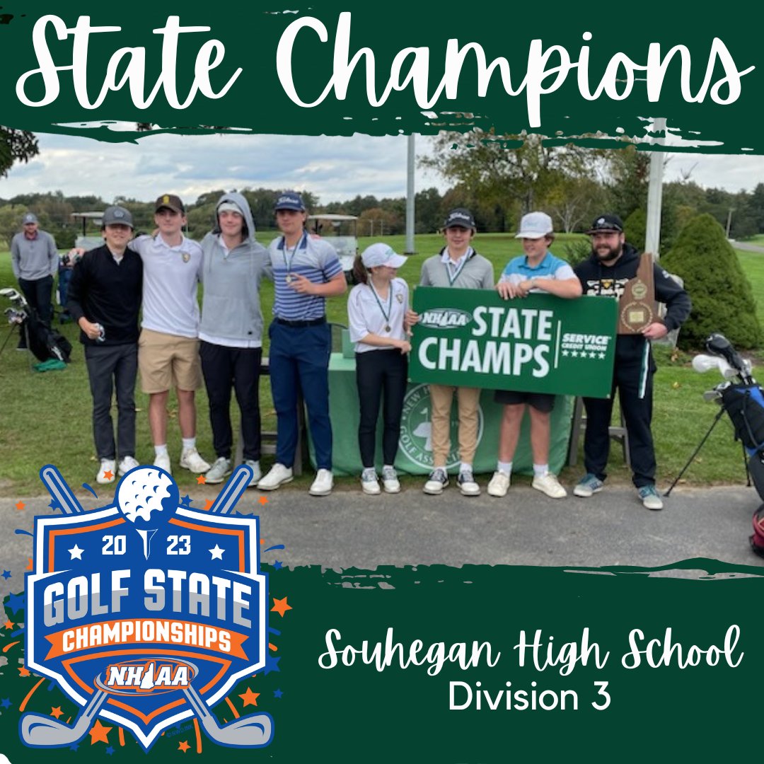 🏆 STATE CHAMPIONS🏆 

🥇Souhegan High School
🥈Pelham High School     

⛳️ D3 - ‘23 Team Golf | #NHIAASports