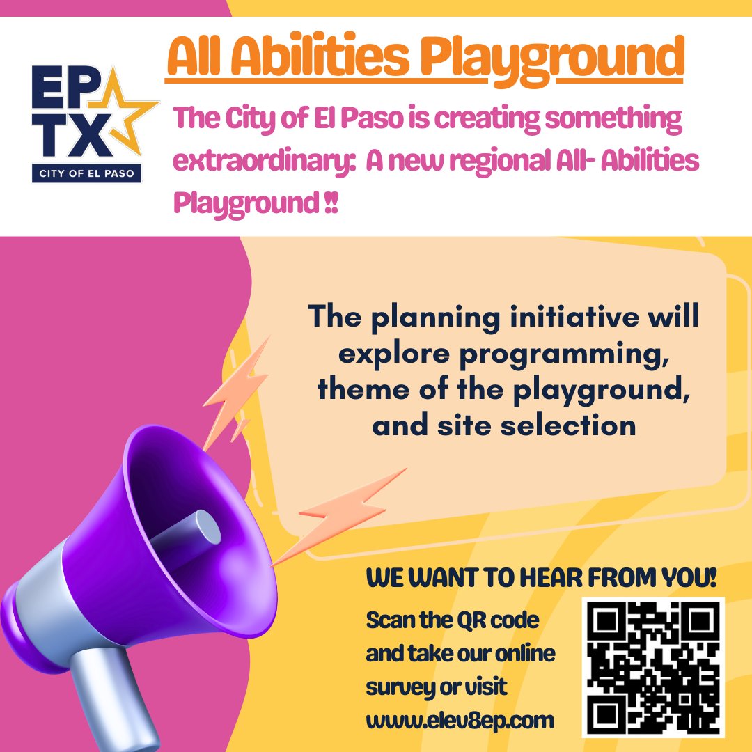 elev8ep's tweet photo. We invite you, to be part of something truly special, the future of our proposed All Abilities Playground! Your input and insights matter and we’re excited to hear your thoughts. Take our online survey https://t.co/ex2EMKzGfC https://t.co/NJzeYpAAYb