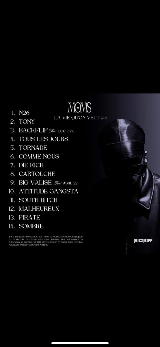MomsBZBF's tweet photo. Le Gang, voilà la tracklist finale du projet « LVQV » qui sera disponible le 27 Octobre sur toutes les plateformes 💿 Merci à tout ceux, et celles qui ont participés de loin ou de près au projet 🏴‍☠️ @DocOvg @Ashe_lz @OncleJimbo 💪🏾 #BiZZBiFFMUSIC BAWWW https://t.co/Dh3aui4oG1