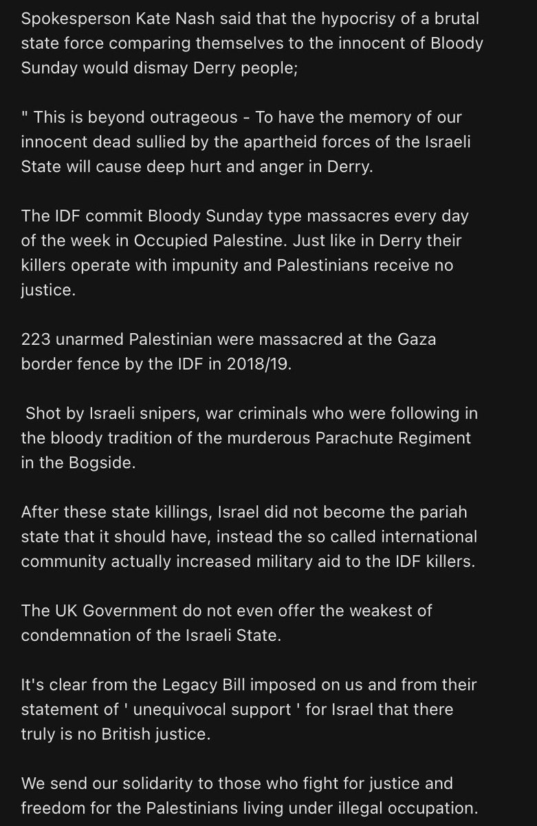 A statement from the Bloody Sunday Families: