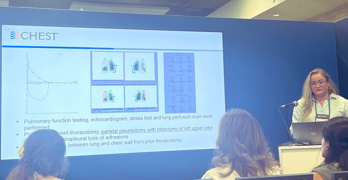 McGovernPulmCC's tweet photo. Great presentation by @galka9198 #CHEST2023 despite AV challenges … she’s a pro 💃🏻 💥 #CHESTrainees #MedEd #PCCM #Pleura @WiIP_WomeninIP https://t.co/y5HEiWwQeB