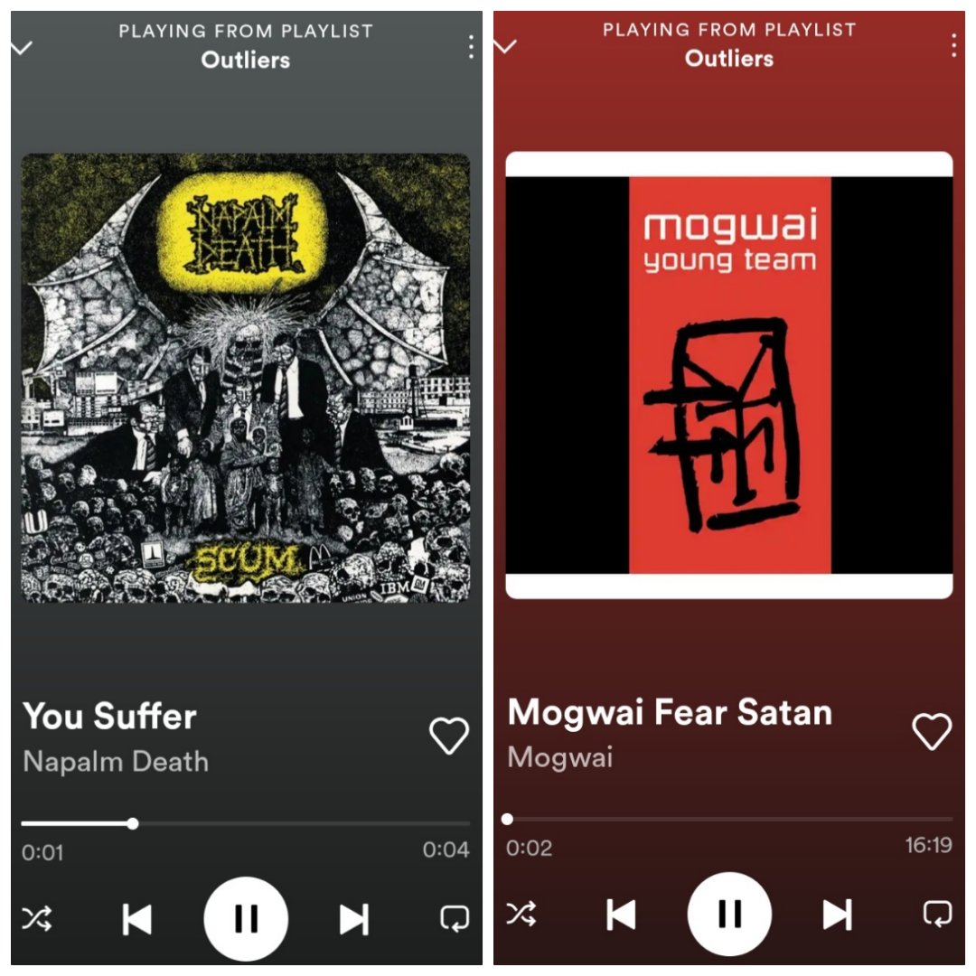 BucksburnMaths's tweet photo. Analysising tracks on a Spotify playlist with #HigherApps. RStudio highlighted outliers in song duration which lead to an oportunity to play some Napalm Death @officialND to the class. https://t.co/EEdlcTyBYK