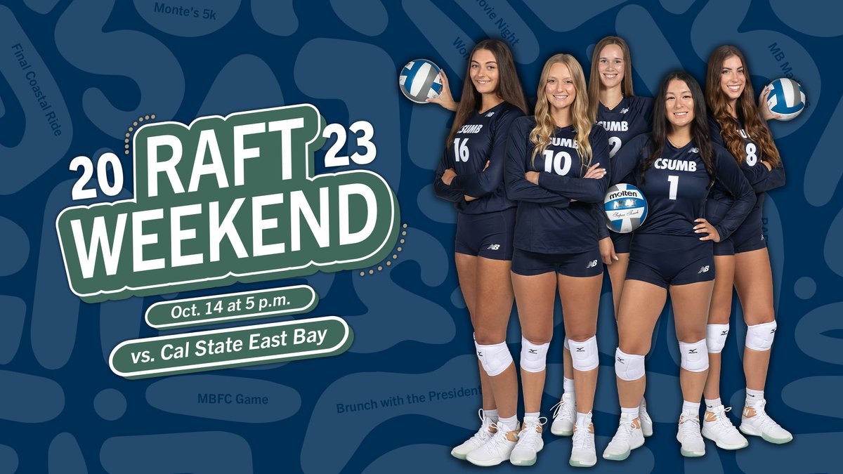 Kicking off #RAFTWeekend at #CSUMB with a thrilling home game! Join us tomorrow, Oct. 14th, at 5 p.m. as <a href="/CSUMBvolleyball/">CSUMB Volleyball</a> takes on Cal State East Bay. Show your Otter love and support! 🙌 🔥

Our #MBAlumniChallenge is live until Monday, Oct. 16th. ➡️ bit.ly/3PVGYK6
