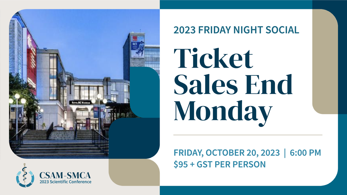 CSAM-SMCA (@csam_smca) on Twitter photo Ticket sales for our Friday Night Social will close on October 16 and tickets will not be available for purchase on-site. To secure your spot at this fantastic networking event, please email our conference organizers directly at conference@csam-smca.org. See you soon! #CSAM2023 Ticket sales for our Friday Night Social will close on October 16 and tickets will not be available for purchase on-site. To secure your spot at this fantastic networking event, please email our conference organizers directly at conference@csam-smca.org. See you soon! #CSAM2023