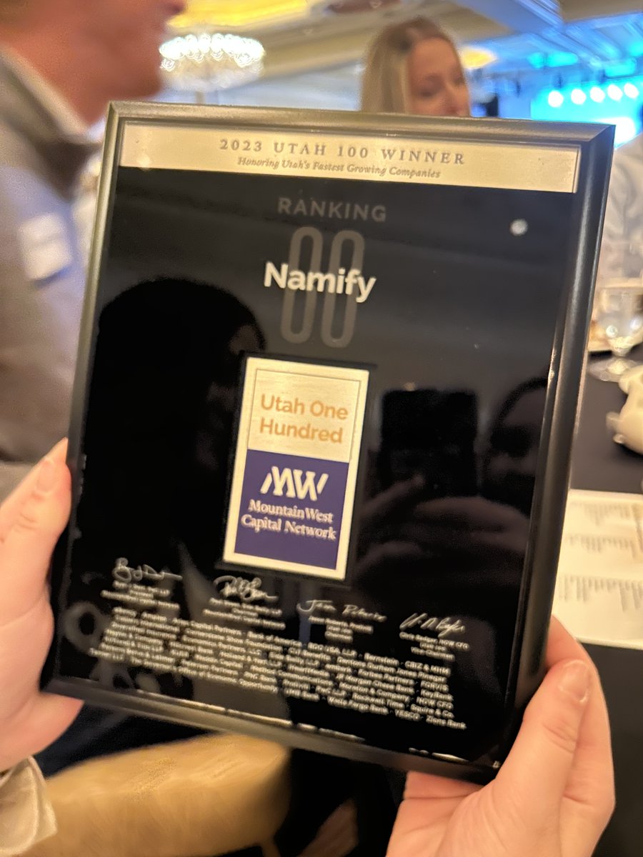 namify's tweet image. A great time at Mountainwest Credit Network's 2023 Utah 100 yesterday 

#ut100 #utah100 #mwcn100 #growth #revenue #winner #recognition #utahgrowthingcompanies #utah #smallbusiness