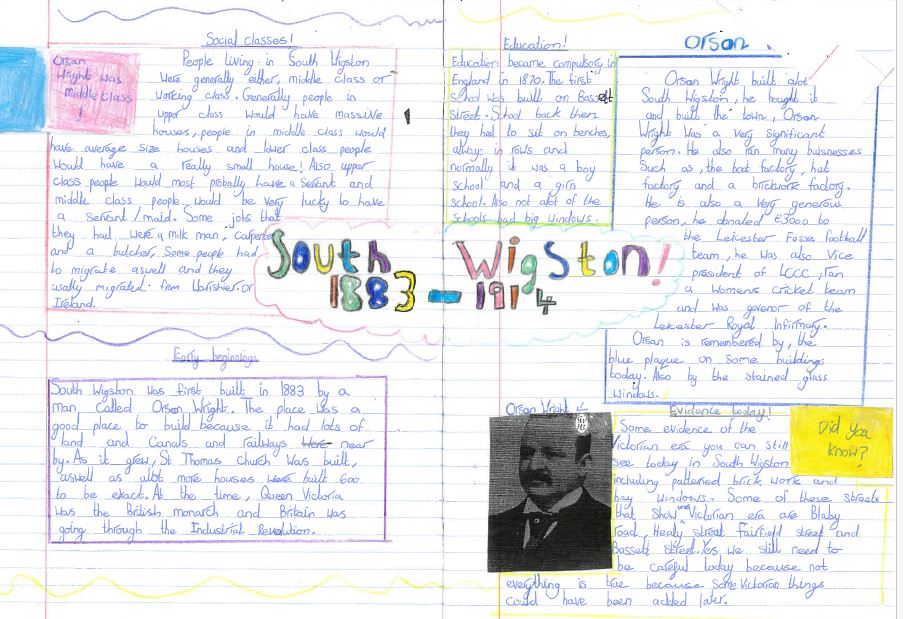 Fairfieldcps's tweet photo. Look at these wonderful pieces of work! Year 6 have just finished studying the history of South Wigston from 1883 to 1914 and were asked to present their understanding so they could showcase how well they've done. Absolutely fantastic effort from all of the children. Very proud. https://t.co/sTd079TGYh