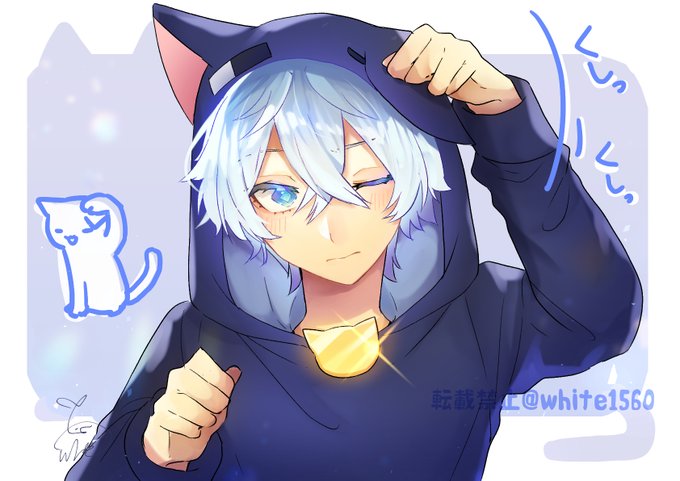 「blue hair cat hood」 illustration images(Latest)