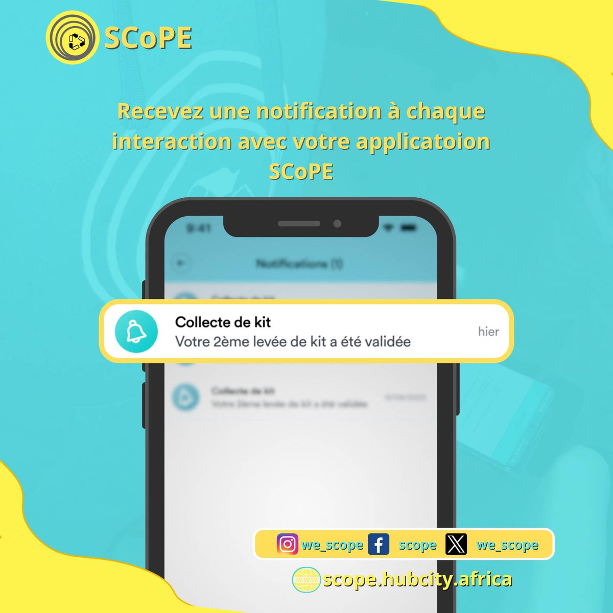 Nos utilisateurs reçoivent en direct des notifications sur chaque opérations effectuées sur notre application .
Utilisateurs, soyez au cœur de l’action et téléchargez notre application pour être  informé sur chacune de vos opérations
#NotificationSCoPE #Utilisateurs #woelab_