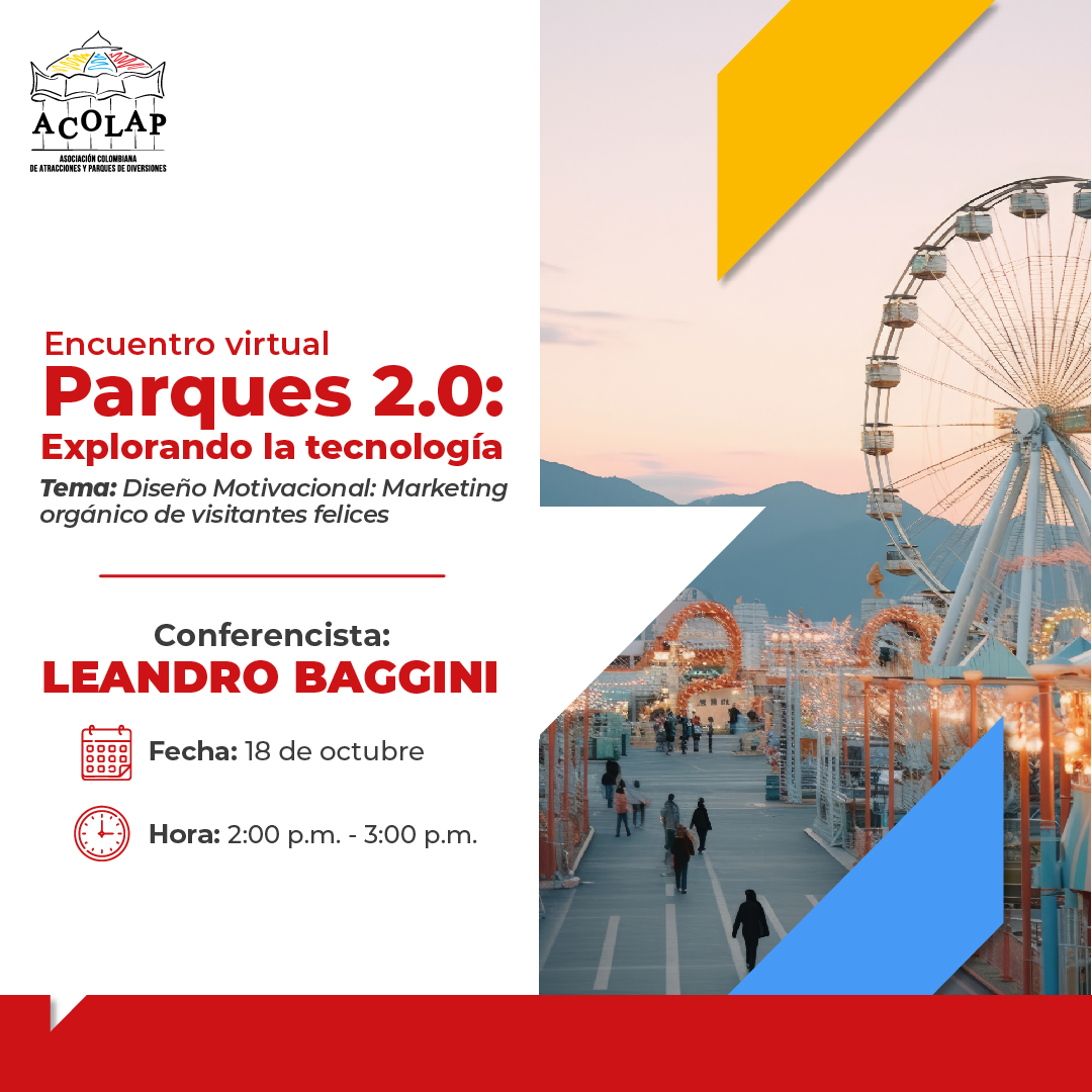 AcolapColombia's tweet photo. 📆No se pierda nuestro próximo encuentro virtual  este 18 de octubre.
@LeanBaggini es uno de los conferencistas que nos acompañará y compartirá con nosotros su charla sobre el diseño motivacional.🎯
https://t.co/EWhLptZr8Z
.
.
#amusementpark  #parquestemáticos #marketingorgánico https://t.co/kx5DXVF9ps