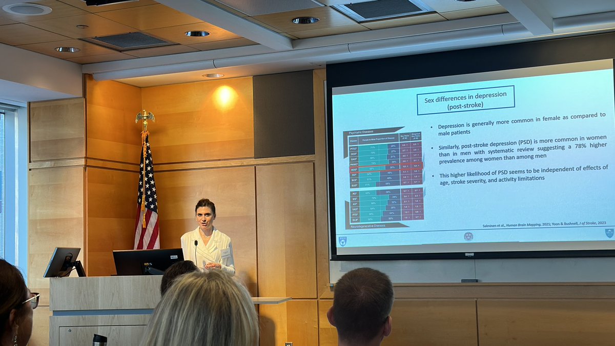 BBWorrall's tweet photo. @annabonkhoff presenting import work examining sex differences in brain regions involved and connectivity in relation to post-stroke depression at #ISGCBoston Beautiful work. @StrokeGenetics @nsanar #RostLab https://t.co/BqrzaR7bkX