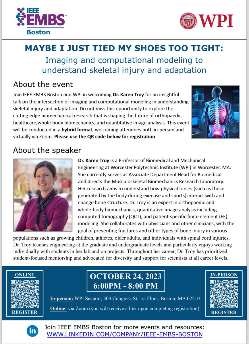 BostonEmbs's tweet photo. Join us as we welcome Dr. @Troy_BiomechLab for an enlightening talk @BostonEmbs On October24th!
In-Person event: @WPI Seaport Boston!

https://t.co/i3AGmCuaoP

online event

https://t.co/pfxKvkiRIO

#biomechanics #imaging #musculoskeletal #orthopaedics https://t.co/FHKw5XDi9R