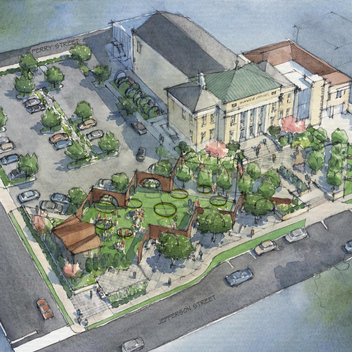 The re-development of under-used spaces through thoughtful landscape architecture into municipal parks creates vibrant communities to gather and grow, as in this project concept for a growing historic city.

#publicspaces #landscapearchitecture #vision #ironwooddesigngroup