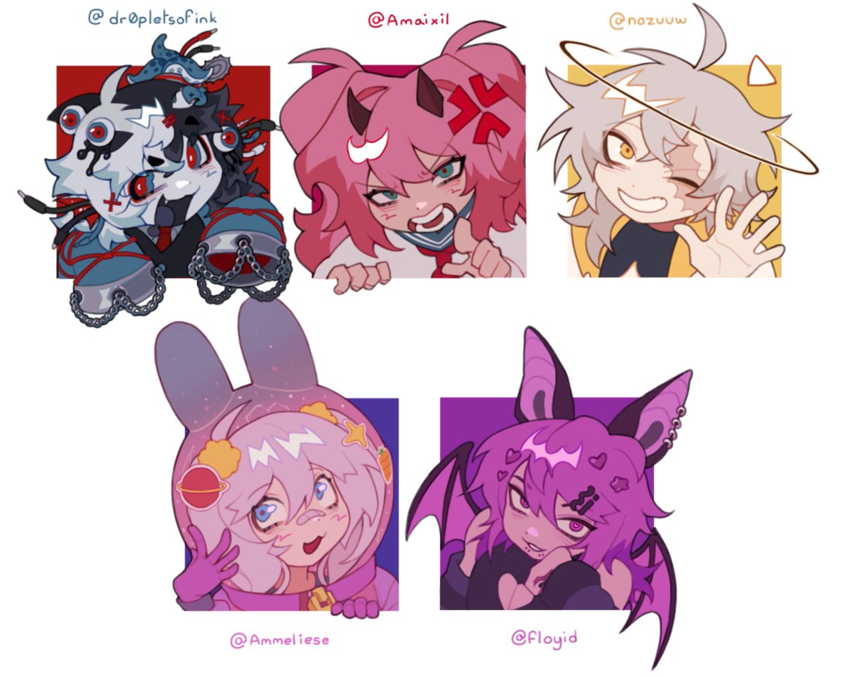 forgot to post the finished results so heerre
don’t worry all of them received their’s earlier in dms

time was +8hrs but
regardless, all of these were fun to draw 🕺🏼